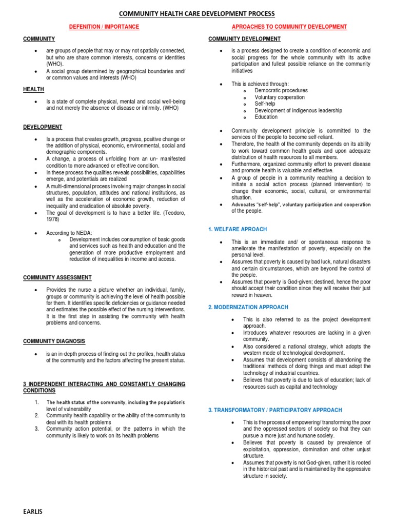 Community Health Development Overview | PDF | Poverty | Poverty ...