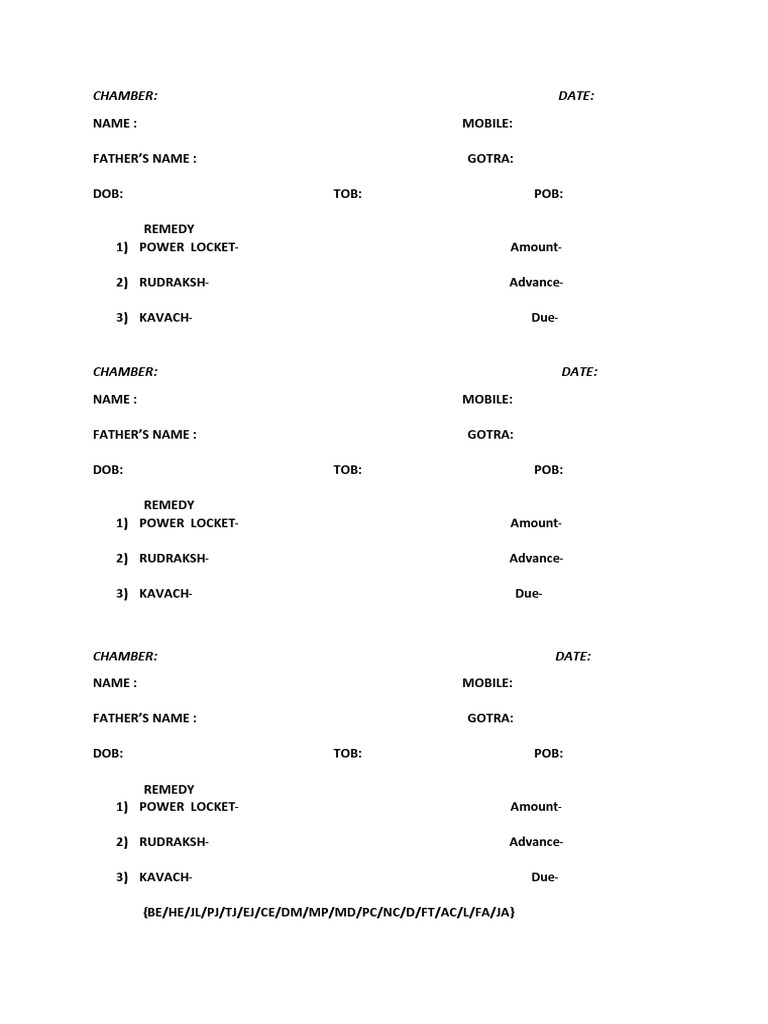 Remedies and Personal Details Form | PDF