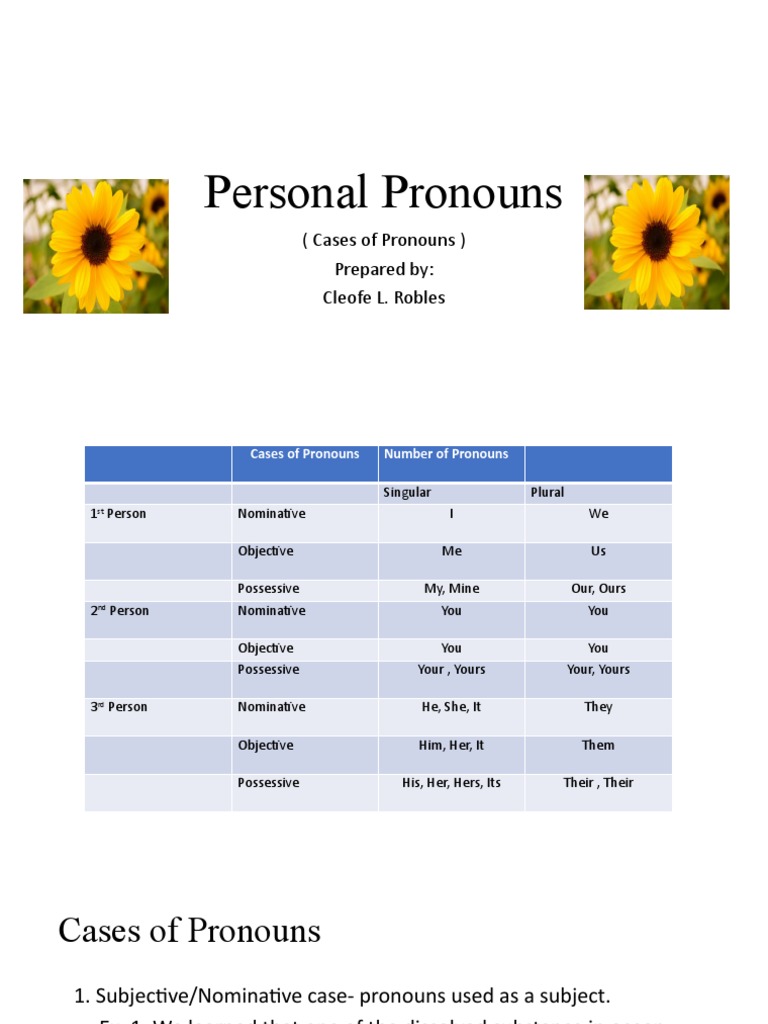 Personal Pronouns Cases | PDF