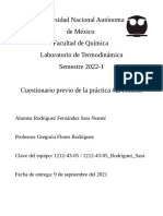 Universidad Nacional Autónoma de México Facultad de Química Laboratorio de Termodinámica Semestre 2022-1