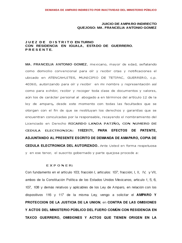 Amparo Indirecto por Inactividad del MP | PDF | Derecho penal | Caso de ley