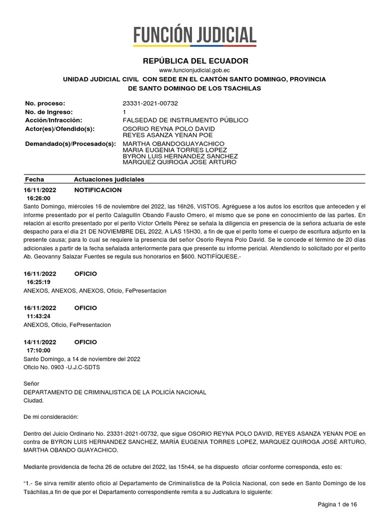 Reporte Proceso N°23331-2021-00732 | PDF | Demanda judicial | Experto