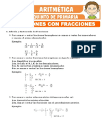 Ficha Operaciones Con Fracciones para Quinto de Primaria