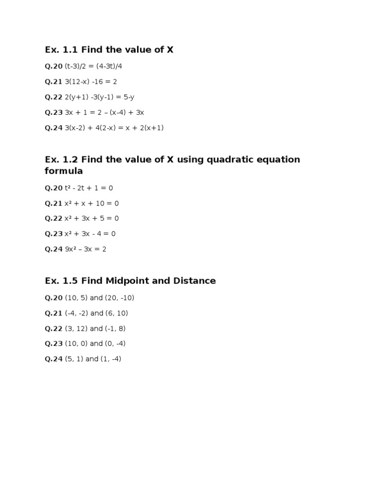 Algebra Problems: Solve for X | PDF