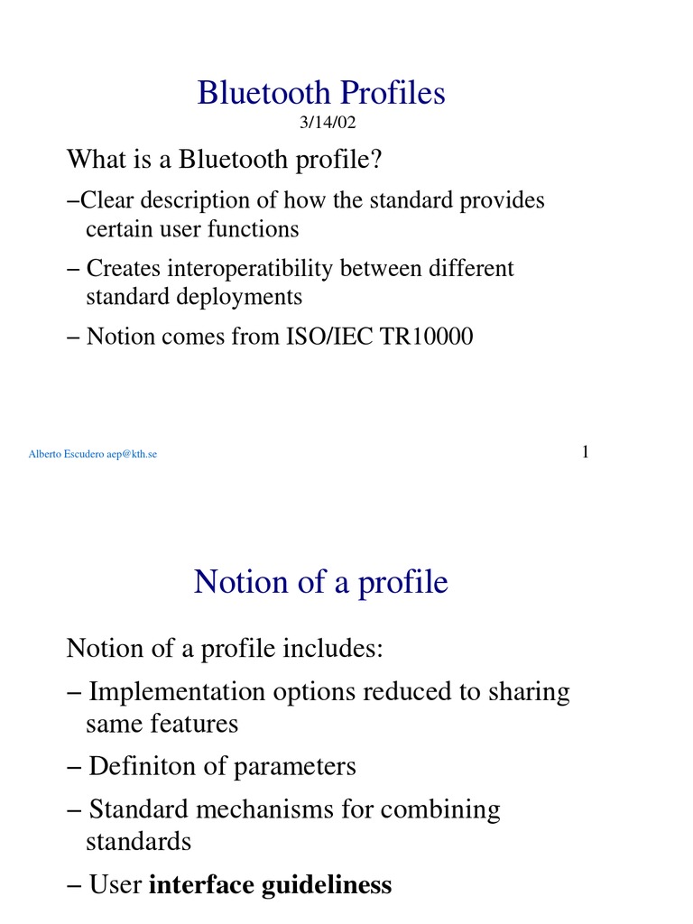 Bluetooth Profiles What Is A Bluetooth Profile? PDF Bluetooth