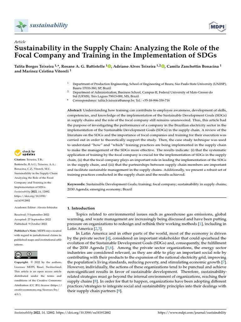 Sustainability 14 12882 v3 | PDF | Sustainability | Supply Chain