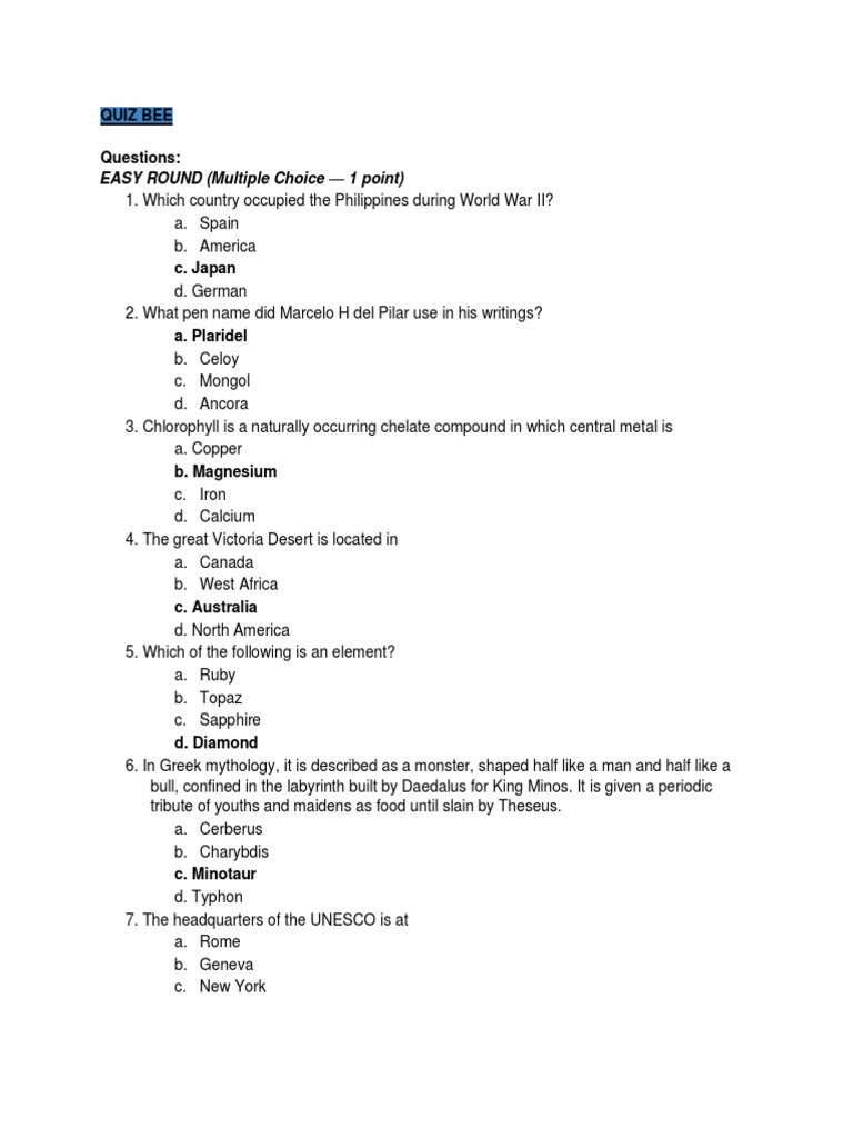 QUIZ BEE QUESTIONS Edited PDF