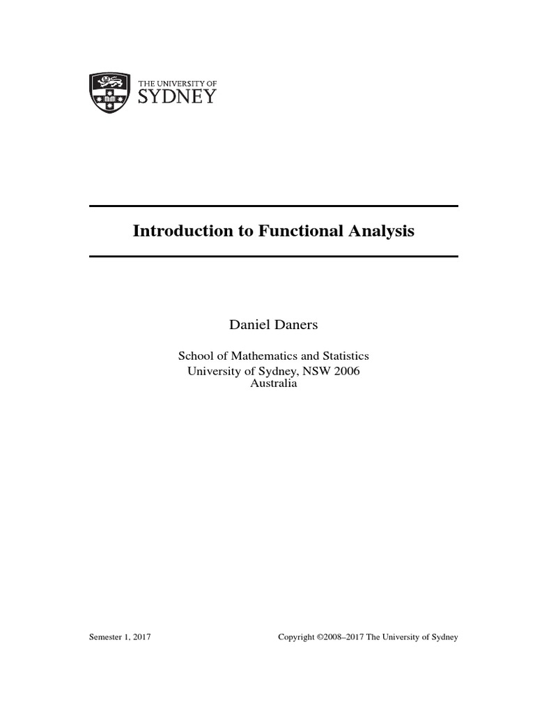 Introduction to functional analysis daniel daners 2017 pdf