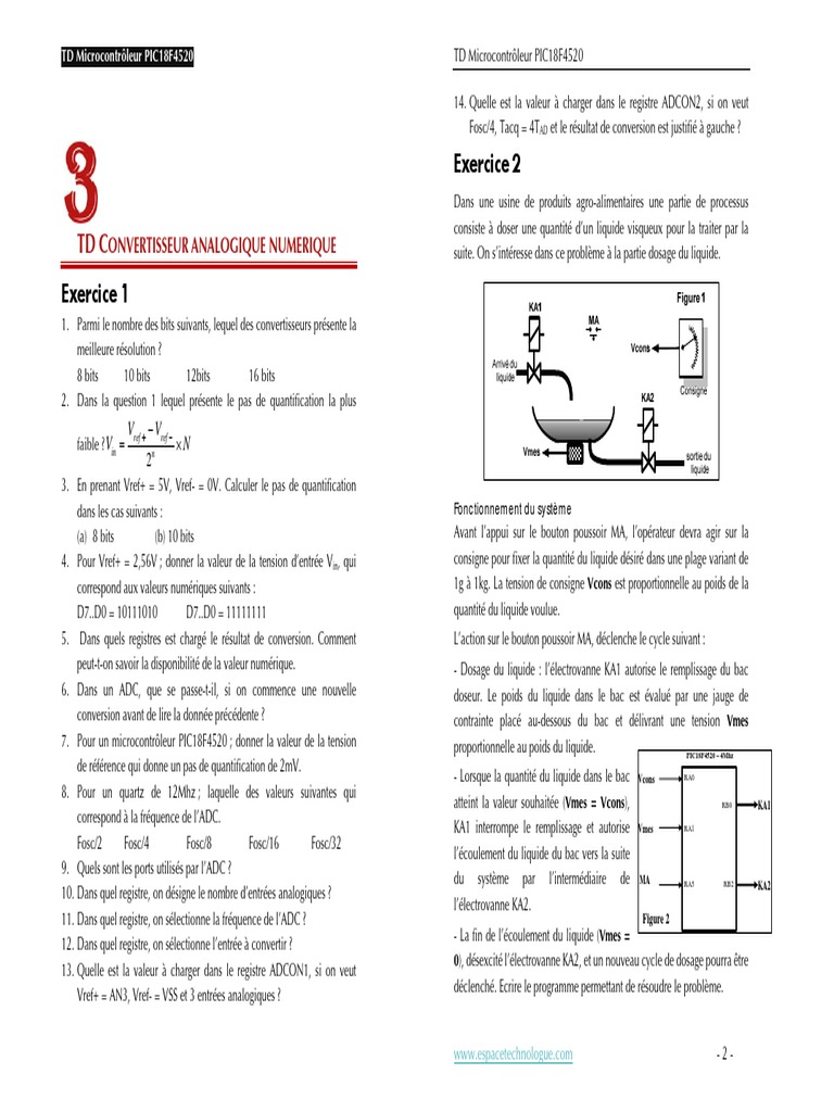 TD Microcontrôleur PIC18F4520 et ADC | PDF | Technologie et ingénierie