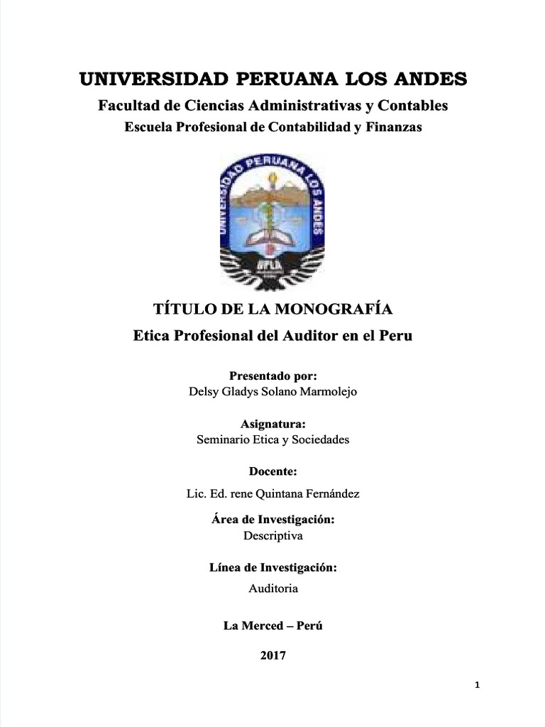PDF Monografia Etica Del Auditor Compress | PDF | Moralidad | Auditoría