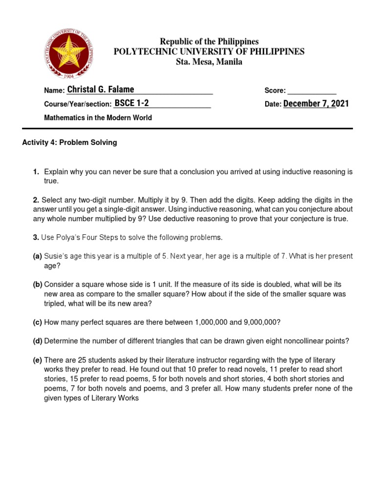 Activity 4 - Problem Solving | PDF