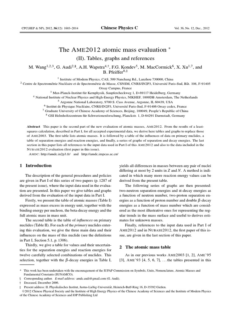 Atomic Mass Evaluation 2012 PDF