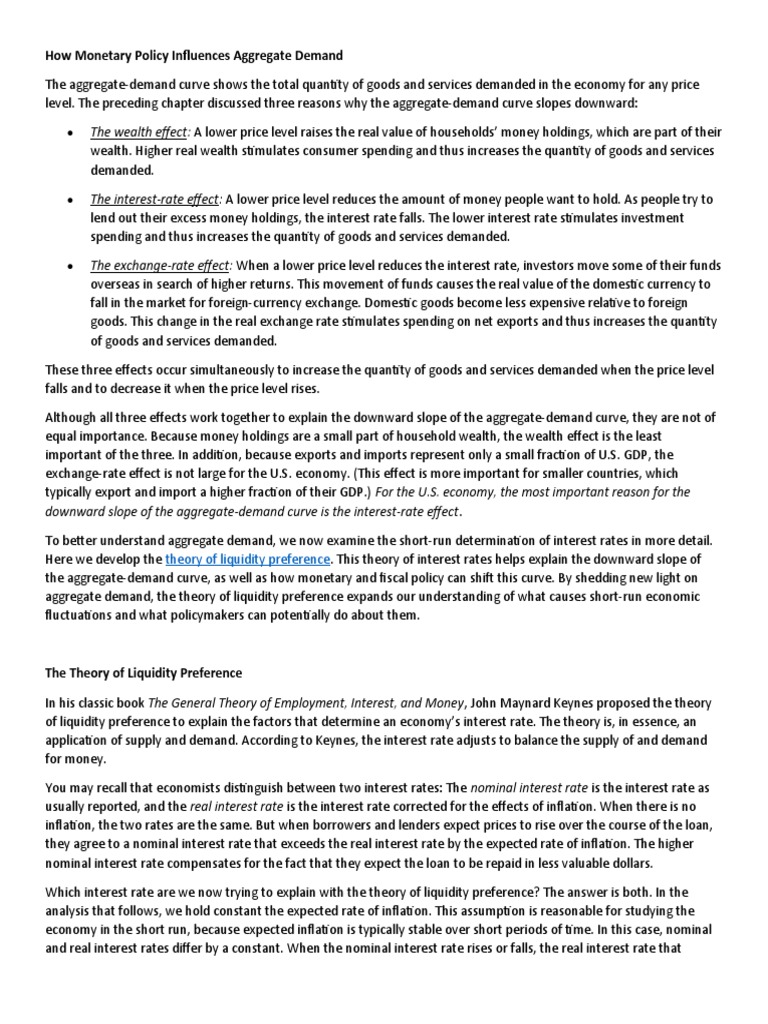 Monetary Policy and Aggregate Demand | PDF | Interest | Interest Rates