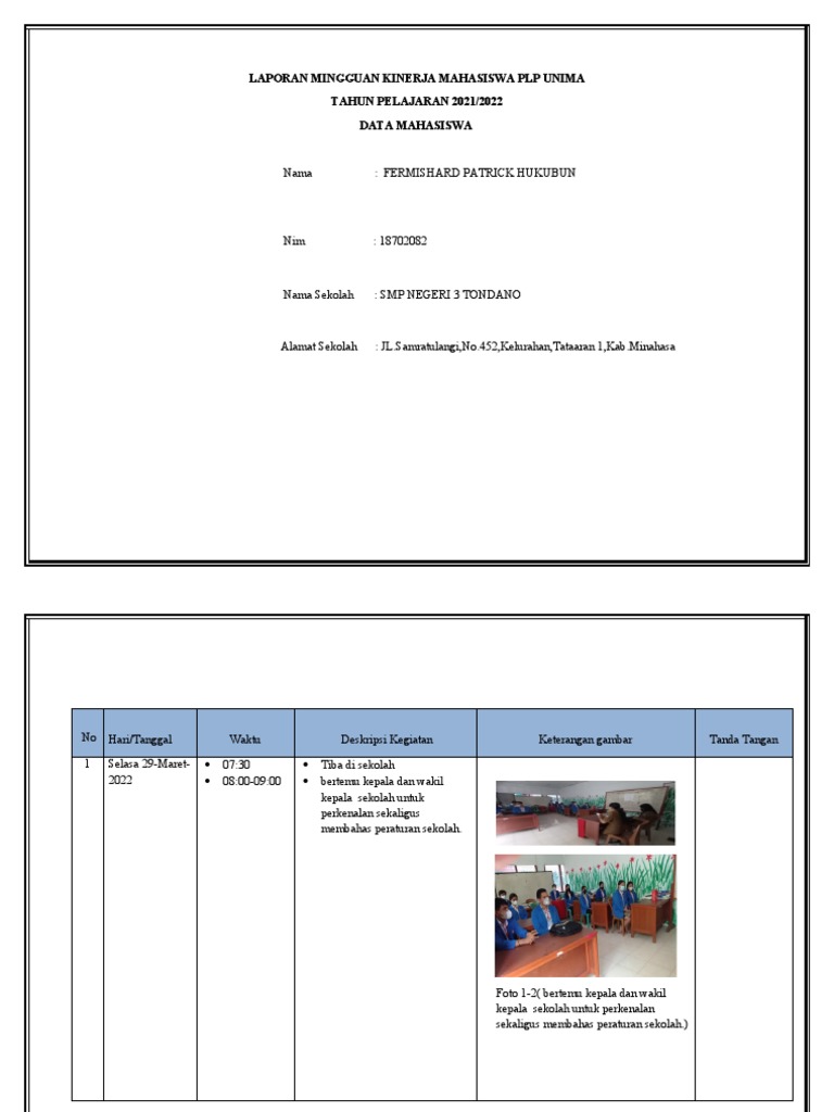 Contoh Format Jurnal Harian Mahasiswa Ppl Universitas Negeri Manado Pdf