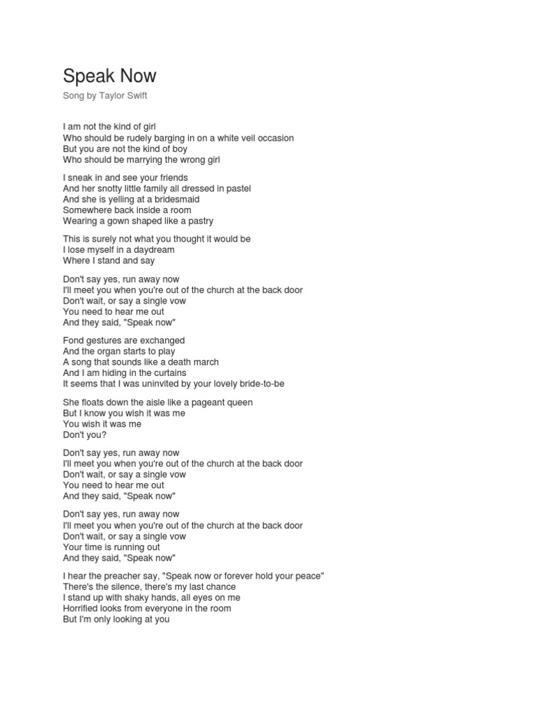 Speak Now PDF