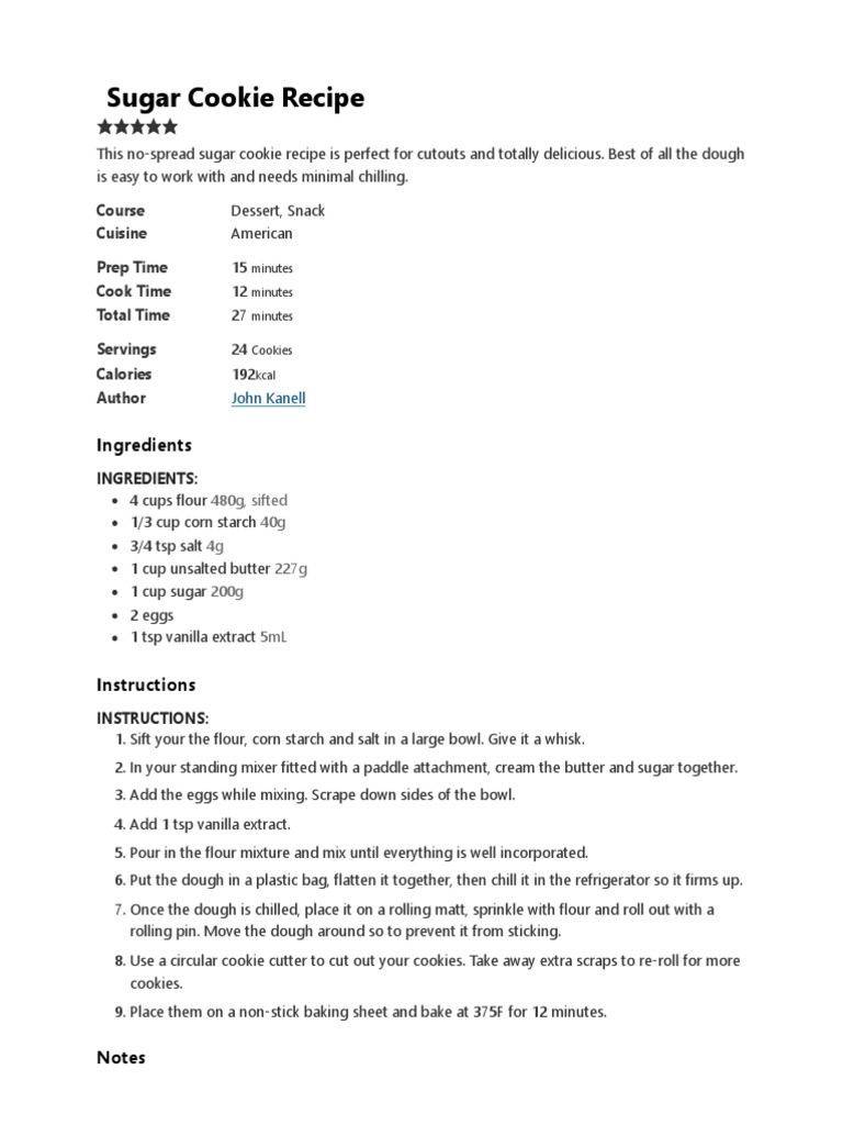 Sugar Cookie Recipe Preppy Kitchen PDF