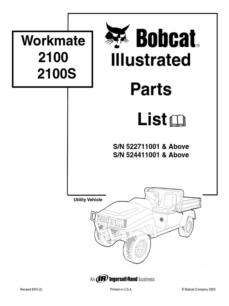 Bobcat Workmate 2100 2100S Parts List PDF Screw Engines