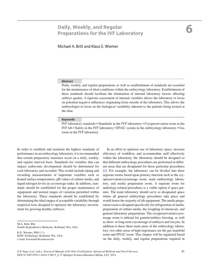 6B. Daily and Weekly and Regular Preparations For IVF Lab | PDF | In ...