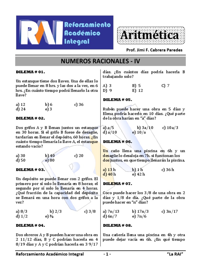 Dilemas de Números Racionales y Áreas | PDF