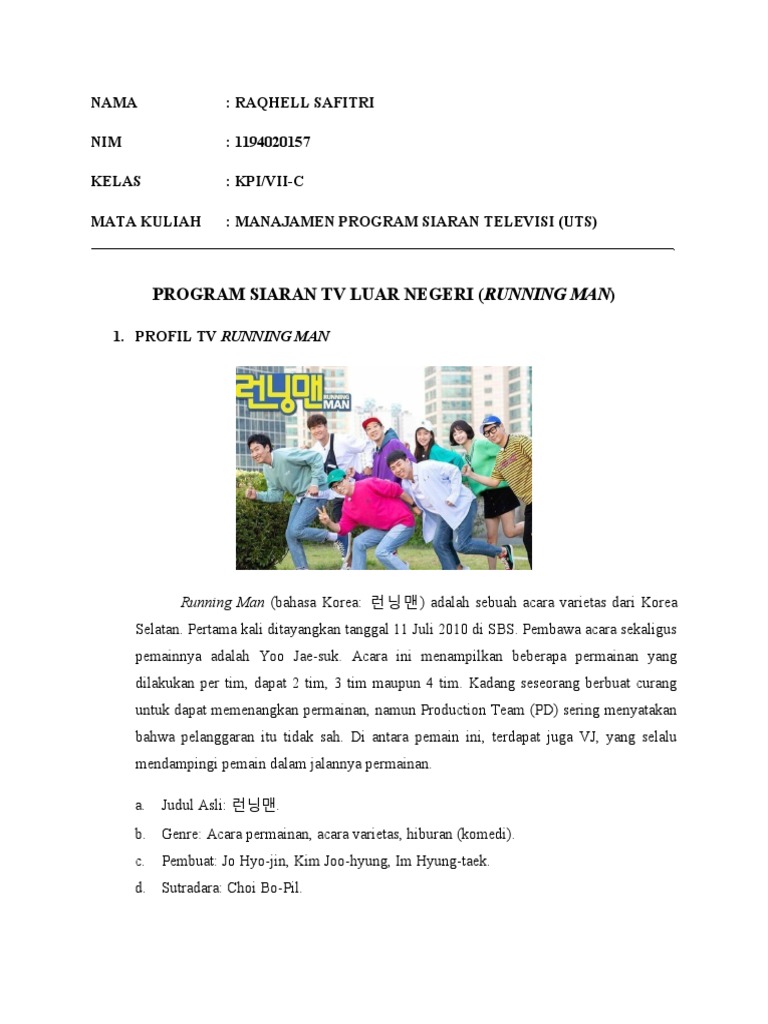Analisis Program TV Running Man | PDF