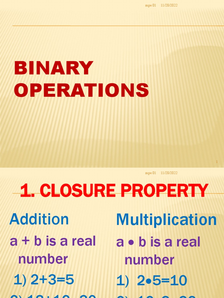 Binary Operations | PDF | Multiplication | Mathematics