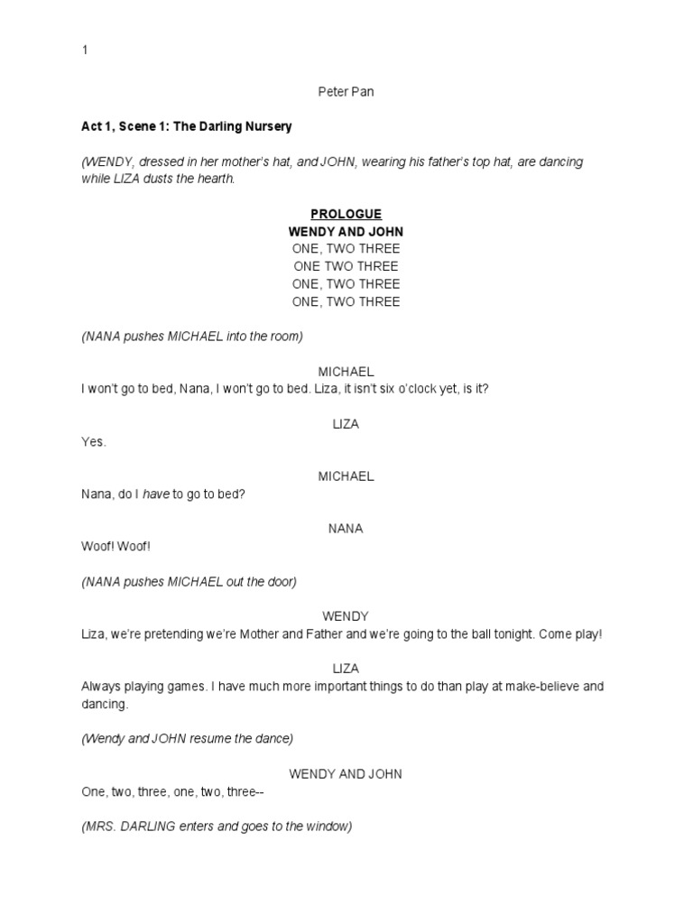 Peter Pan: The Darling Nursery Scene | PDF | Neverland | Lost Boys ...