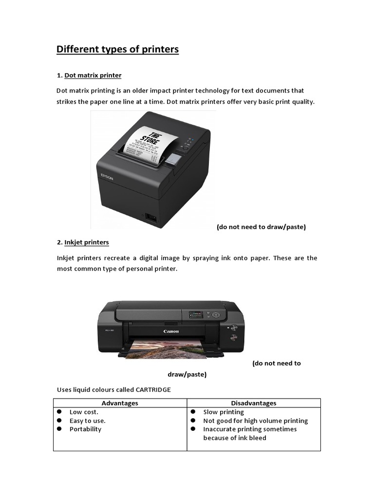 Different Types of Printers | PDF