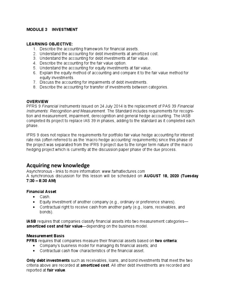 Module 3 Investment Pdf Investing Equity Finance