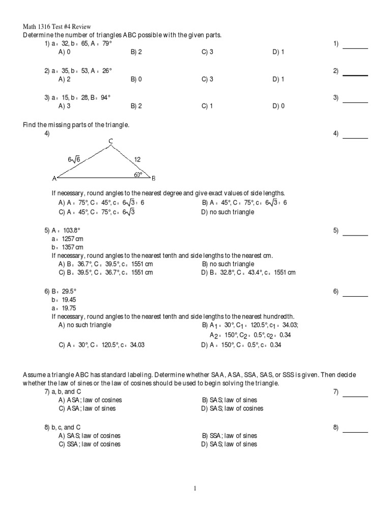 Math 1316 Test #4 Review Guide | PDF | Teaching Methods & Materials