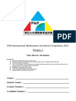 PAP International Mathematics Invitation Competition 2021 Final Primary 3