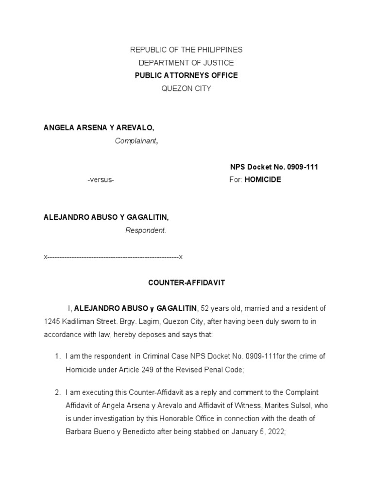 Counter Affidavit 1 | PDF