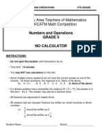 5th Number Sense 2016