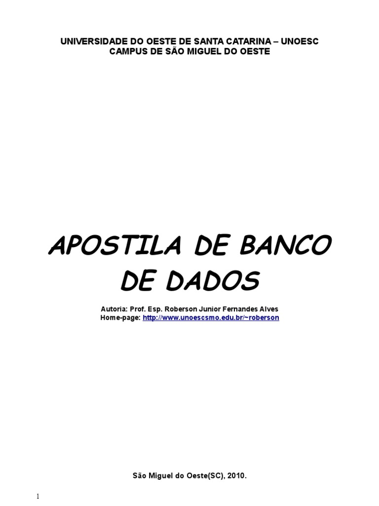 Apostila Banco Dados | PDF | SQL | Bancos de dados