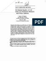 Measurement Research: Health-Related Quality of Life For Evaluation and Policy Analysis