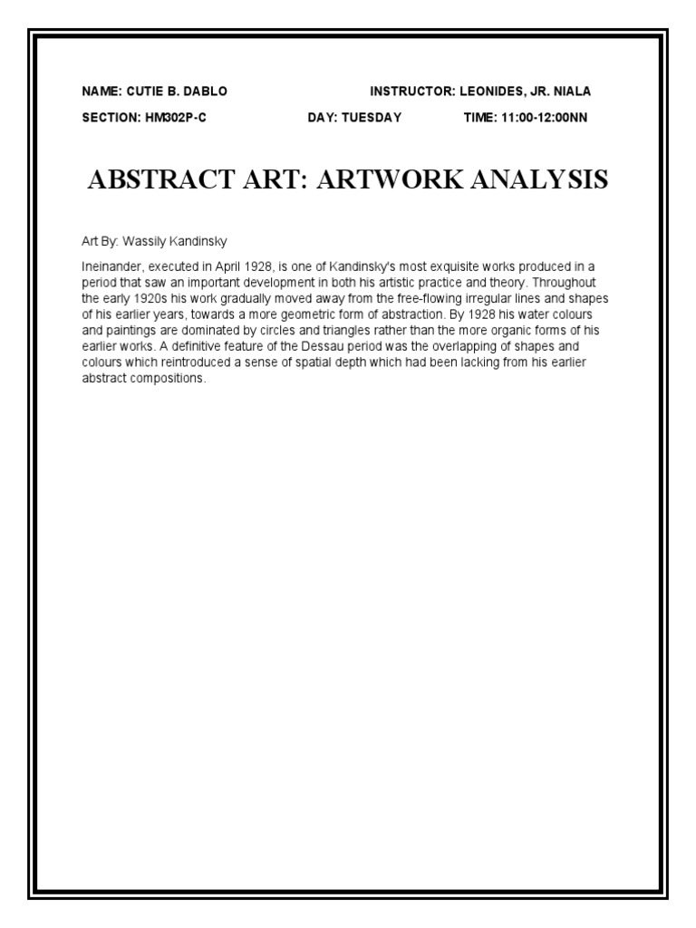 Artwork Analysis PDF