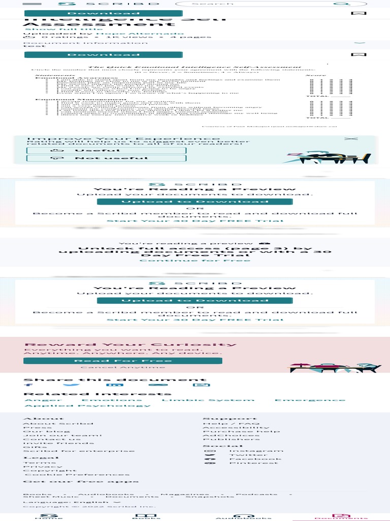 Quick Emotional Intelligence Self Assessment Pdf Anger Emotions Pdf