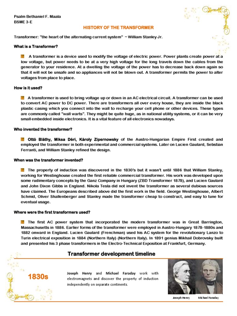 History of The Transformer PDF Transformer Alternating Current