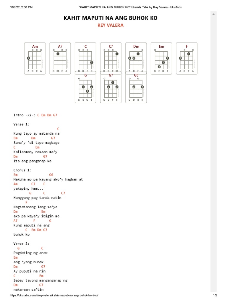 KAHIT MAPUTI NA ANG BUHOK KO Ukulele Tabs by Rey Valera UkuTabs PDF