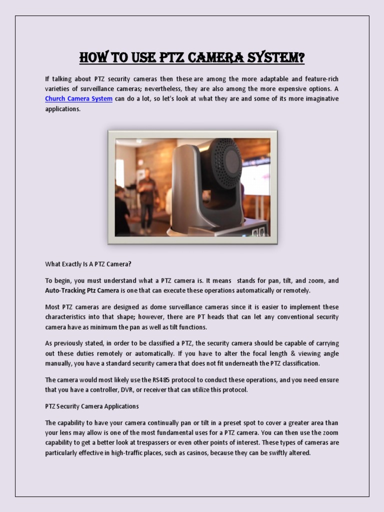 How To Use PTZ Camera System PDF Camera Zoom Lens