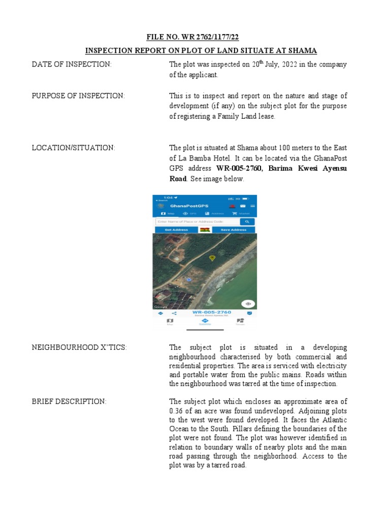 Mup18 Pro Inspection Report - Shama Plot | PDF