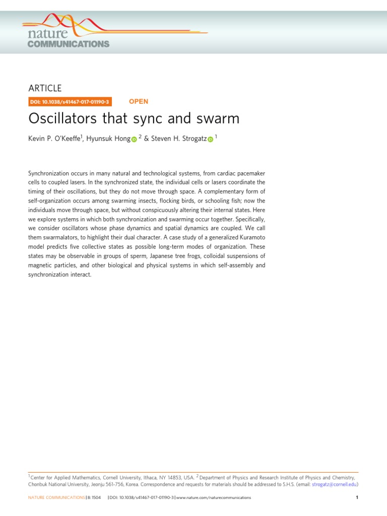 Oscillators That Sync and Swarm PDF
