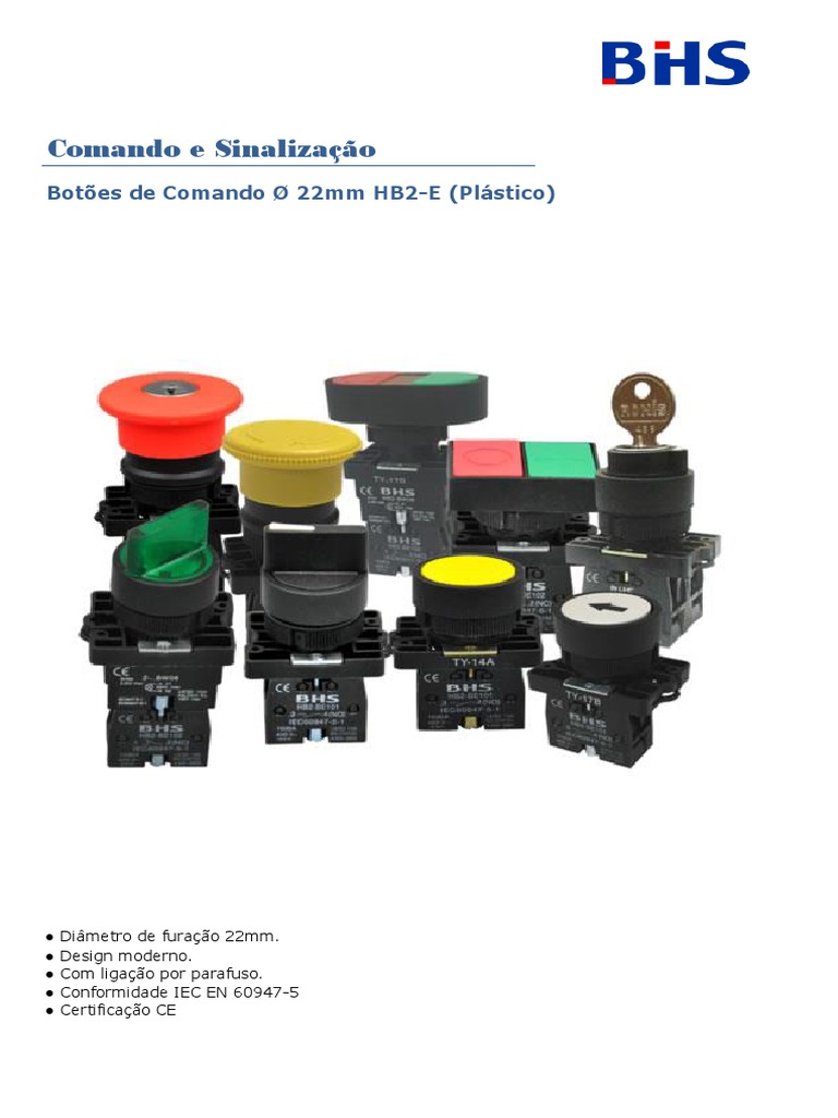 Botões de Comando Ø 22mm HB2-E Plástico | PDF