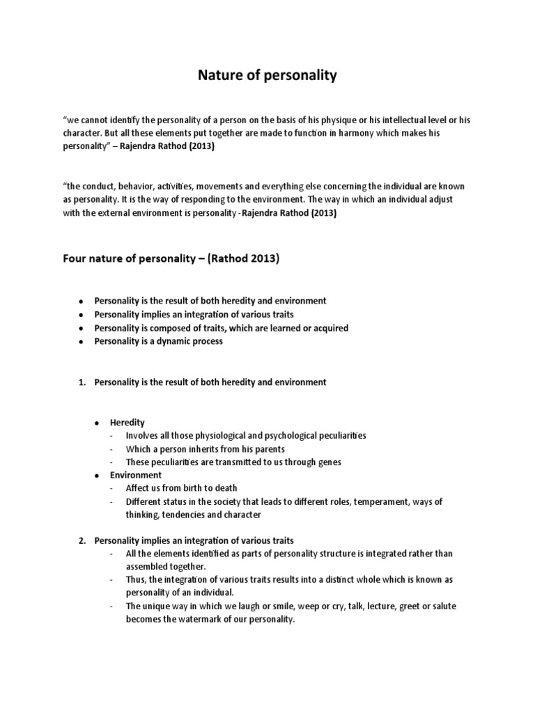 Nature of Personality | Download Free PDF | Learning | Learning Styles