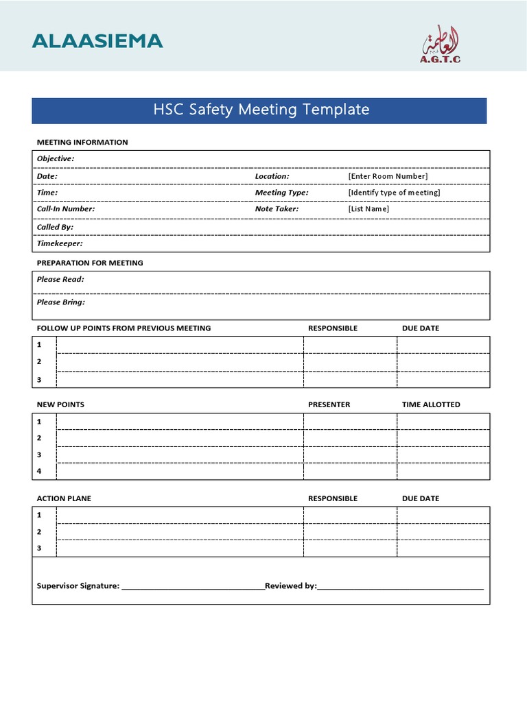 5 Tamplate HSC Safety Meeting PDF