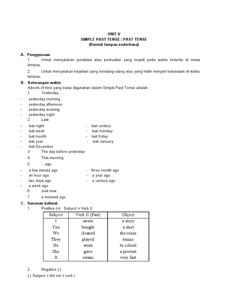 Understanding Simple Past Tense | PDF | Verb | Grammatical Tense