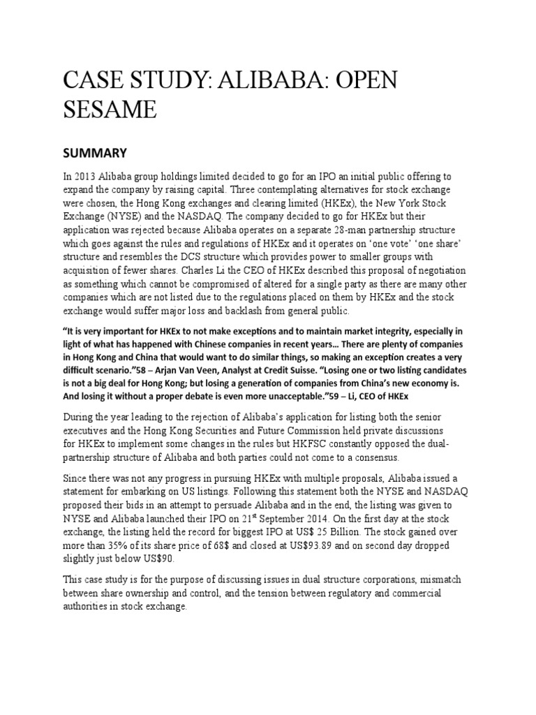 Case Study Cg Pdf Stocks Alibaba Group