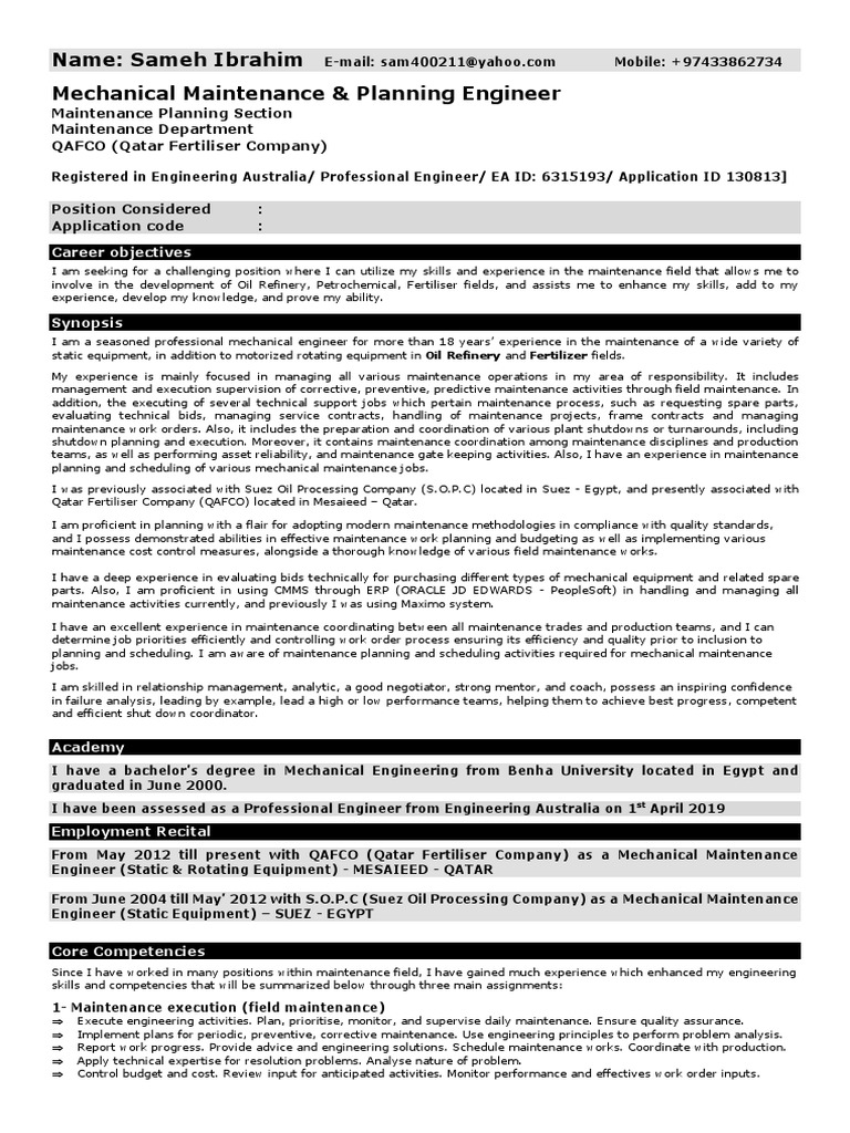Mechanical Maintenance & Planning Engineer PDF Pump Reliability