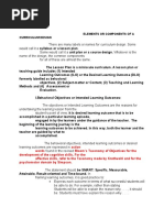 Elements or Components of A Curriculum Design