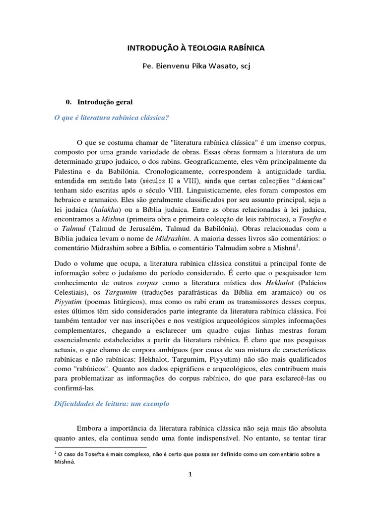 Introdução A Teologia Rabinica | PDF