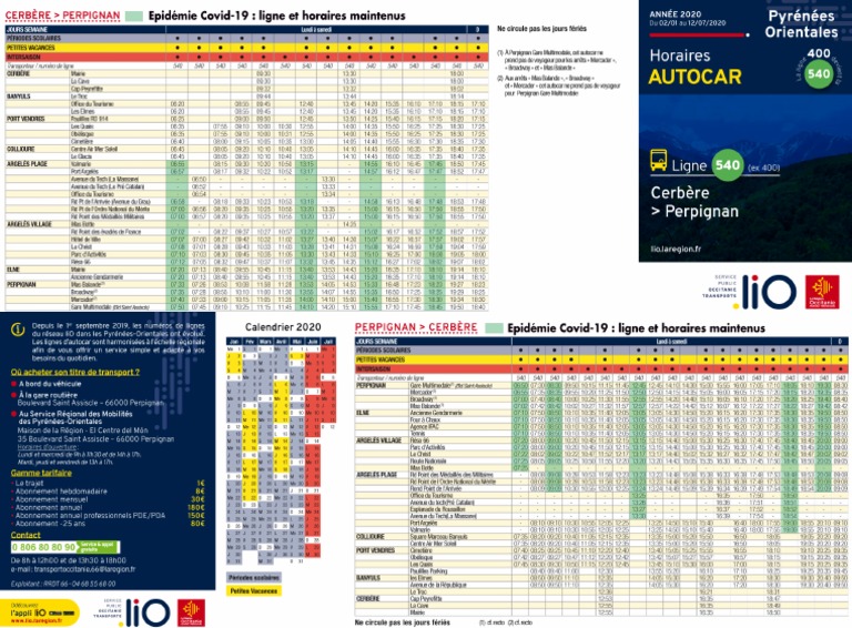Lio 540 - Perpignan Cerbere - Horaires Modifies | PDF